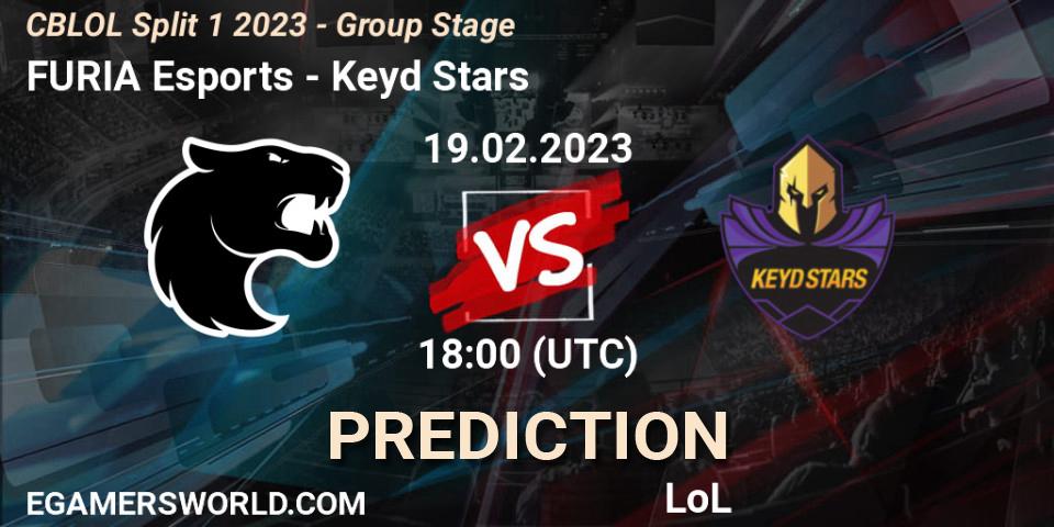FURIA Esports - Keyd Stars: ennuste. 19.02.2023 at 18:00, LoL, CBLOL Split 1 2023 - Group Stage