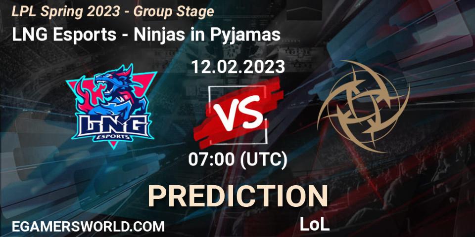 LNG Esports - Ninjas in Pyjamas: ennuste. 12.02.23, LoL, LPL Spring 2023 - Group Stage