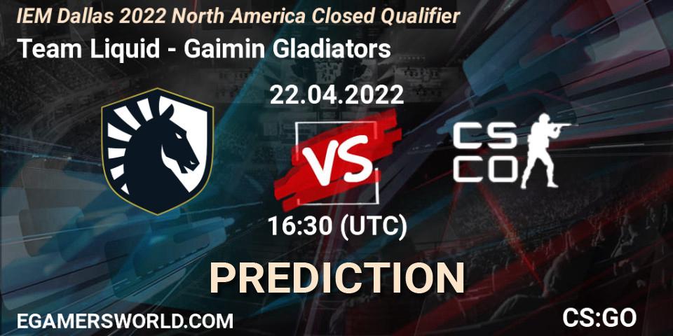 Team Liquid - Gaimin Gladiators: ennuste. 22.04.2022 at 16:30, Counter-Strike (CS2), IEM Dallas 2022 North America Closed Qualifier