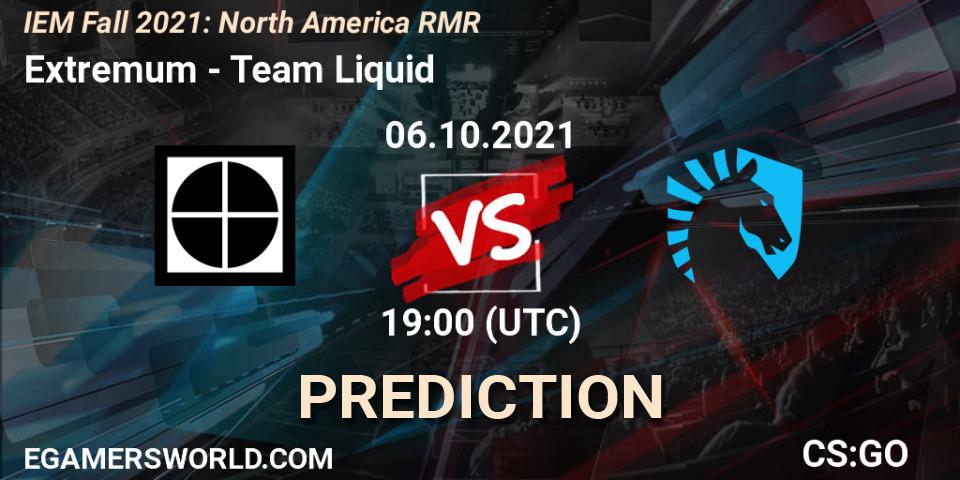 Extremum - Team Liquid: ennuste. 06.10.2021 at 19:00, Counter-Strike (CS2), IEM Fall 2021: North America RMR