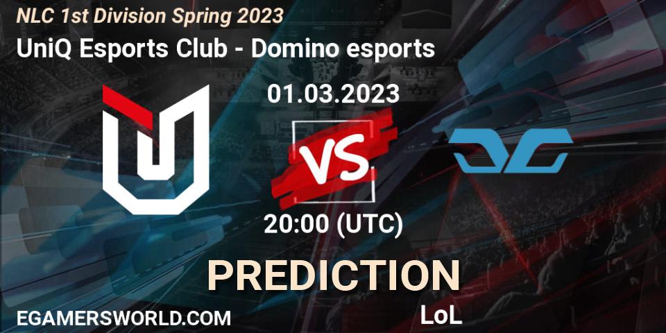 UniQ Esports Club - Domino esports: ennuste. 07.02.23, LoL, NLC 1st Division Spring 2023