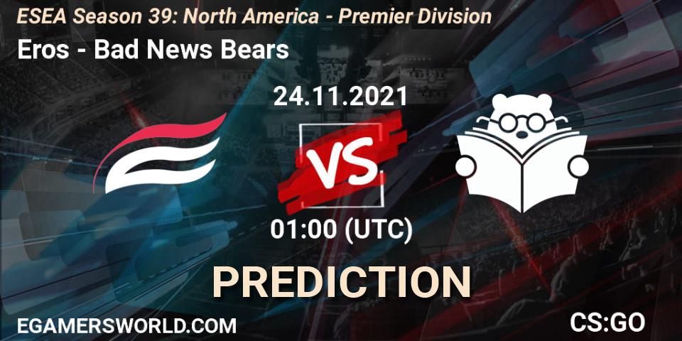 Eros - Bad News Bears: ennuste. 24.11.2021 at 01:00, Counter-Strike (CS2), ESEA Season 39: North America - Premier Division