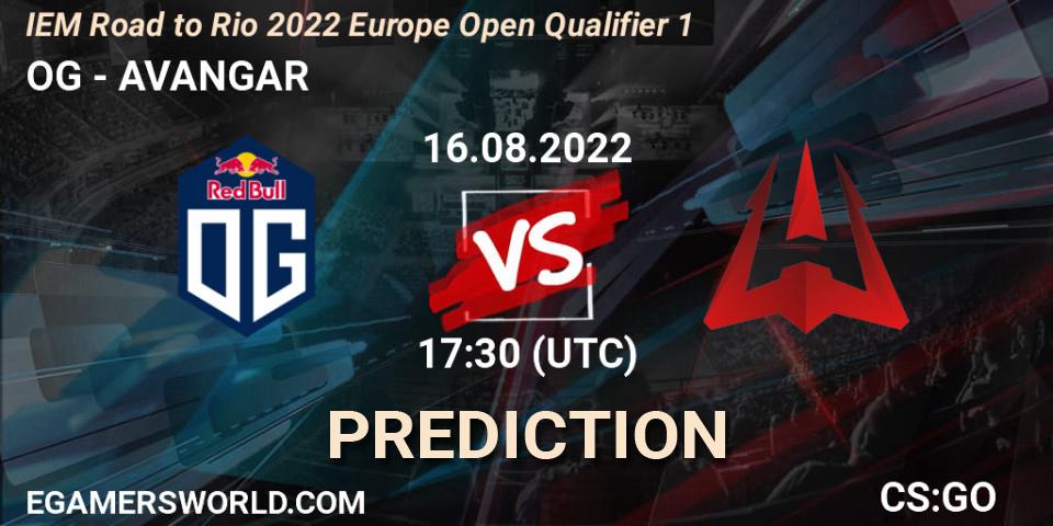OG - AVANGAR: ennuste. 16.08.2022 at 17:30, Counter-Strike (CS2), IEM Road to Rio 2022 Europe Open Qualifier 1