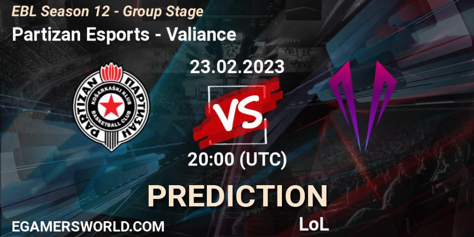 Partizan Esports - Valiance: ennuste. 23.02.23, LoL, EBL Season 12 - Group Stage