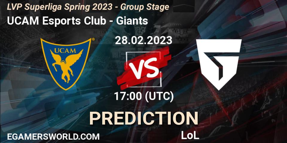 UCAM Esports Club - Giants: ennuste. 28.02.2023 at 18:00, LoL, LVP Superliga Spring 2023 - Group Stage