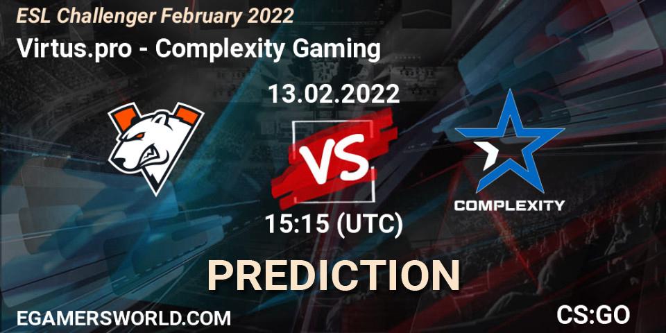 Virtus.pro - Complexity Gaming: ennuste. 13.02.2022 at 15:55, Counter-Strike (CS2), ESL Challenger February 2022