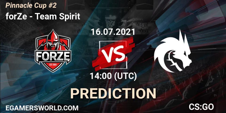 forZe - Team Spirit: ennuste. 16.07.2021 at 14:50, Counter-Strike (CS2), Pinnacle Cup #2