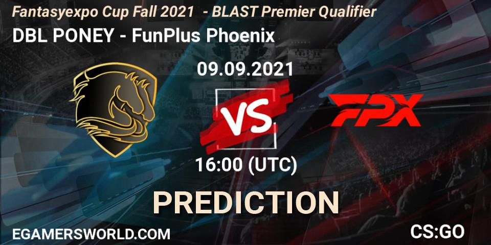 DBL PONEY - FunPlus Phoenix: ennuste. 09.09.2021 at 16:00, Counter-Strike (CS2), Fantasyexpo Cup Fall 2021 - BLAST Premier Qualifier