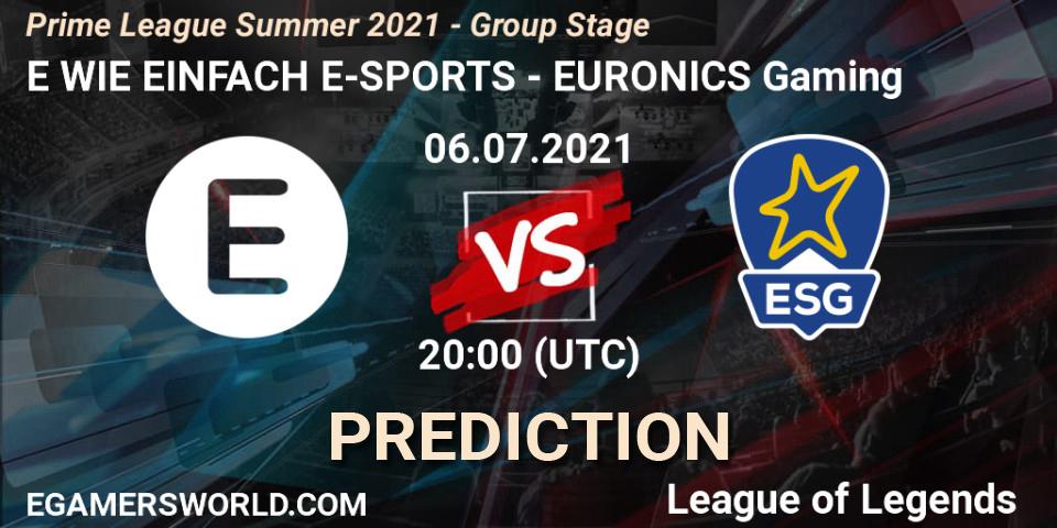 E WIE EINFACH E-SPORTS - EURONICS Gaming: ennuste. 06.07.21, LoL, Prime League Summer 2021 - Group Stage