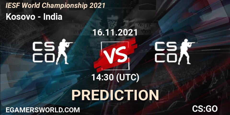 Team Kosovo - Team India: ennuste. 16.11.2021 at 14:45, Counter-Strike (CS2), IESF World Championship 2021