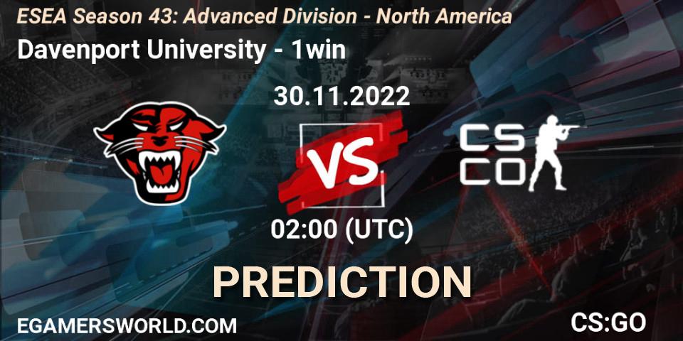 Davenport University - 1win: ennuste. 04.12.22, CS2 (CS:GO), ESEA Season 43: Advanced Division - North America