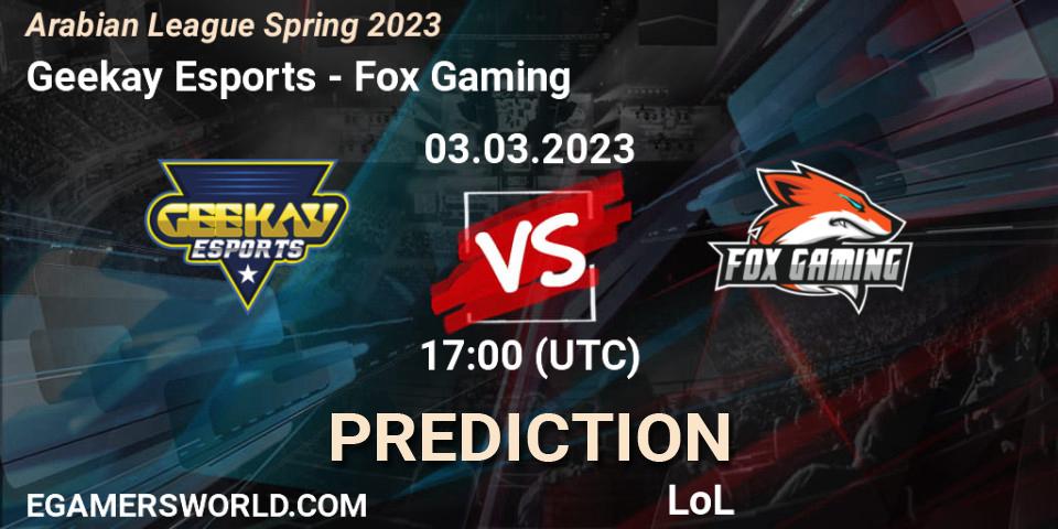 Geekay Esports - Fox Gaming: ennuste. 10.02.23, LoL, Arabian League Spring 2023