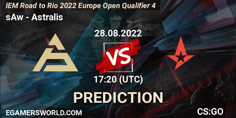 sAw - Astralis: ennuste. 28.08.2022 at 17:20, Counter-Strike (CS2), IEM Road to Rio 2022 Europe Open Qualifier 4