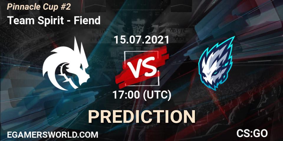 Team Spirit - Fiend: ennuste. 15.07.2021 at 17:00, Counter-Strike (CS2), Pinnacle Cup #2