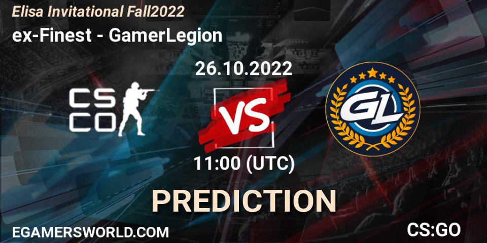 ex-Finest - GamerLegion: ennuste. 26.10.2022 at 11:00, Counter-Strike (CS2), Elisa Invitational Fall 2022