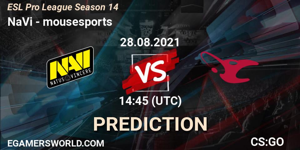 NaVi - mousesports: ennuste. 28.08.2021 at 16:00, Counter-Strike (CS2), ESL Pro League Season 14