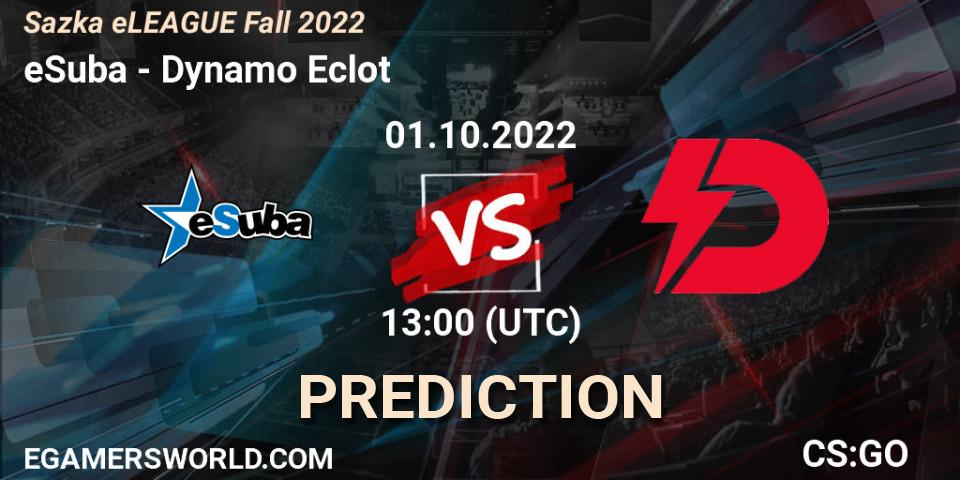 eSuba - Dynamo Eclot: ennuste. 01.10.2022 at 12:05, Counter-Strike (CS2), Sazka eLEAGUE Fall 2022
