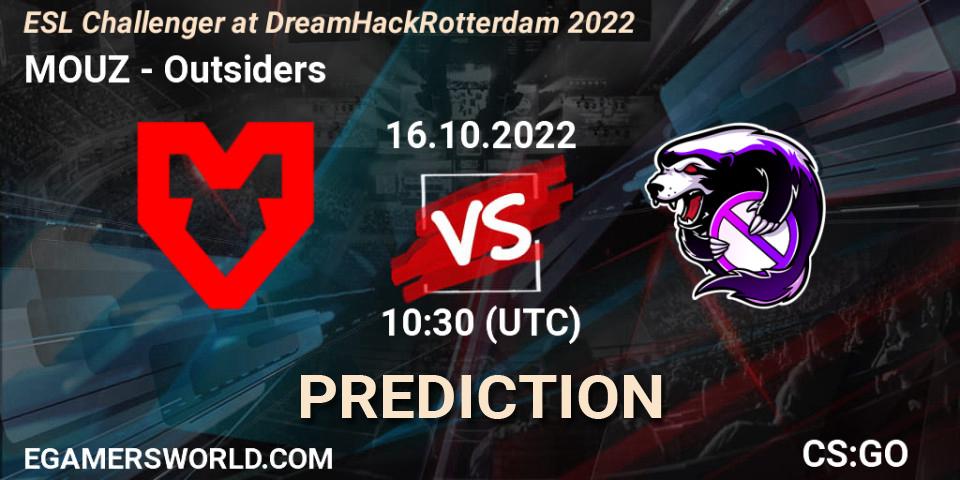 MOUZ - Outsiders: ennuste. 16.10.22, CS2 (CS:GO), ESL Challenger at DreamHack Rotterdam 2022