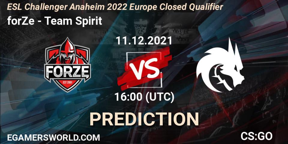 forZe - Team Spirit: ennuste. 11.12.2021 at 16:00, Counter-Strike (CS2), ESL Challenger Anaheim 2022 Europe Closed Qualifier