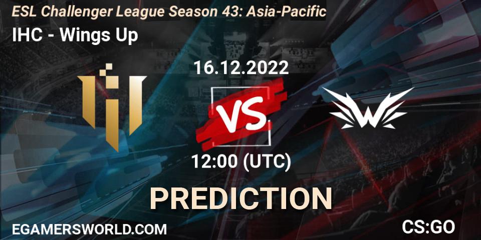 IHC - Wings Up: ennuste. 16.12.2022 at 12:00, Counter-Strike (CS2), ESL Challenger League Season 43: Asia-Pacific