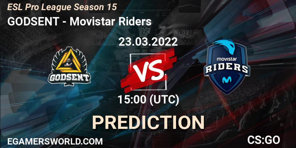 GODSENT - Movistar Riders: ennuste. 23.03.2022 at 15:00, Counter-Strike (CS2), ESL Pro League Season 15