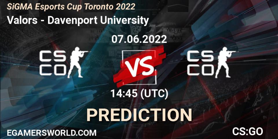 Valors - Davenport University: ennuste. 07.06.2022 at 14:55, Counter-Strike (CS2), SiGMA Esports Cup Toronto 2022
