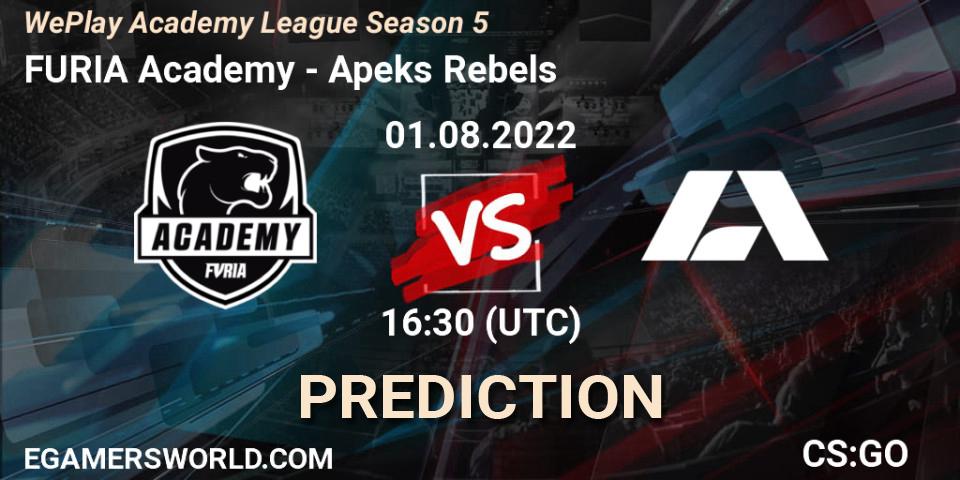 FURIA Academy - Apeks Rebels: ennuste. 01.08.2022 at 16:25, Counter-Strike (CS2), WePlay Academy League Season 5