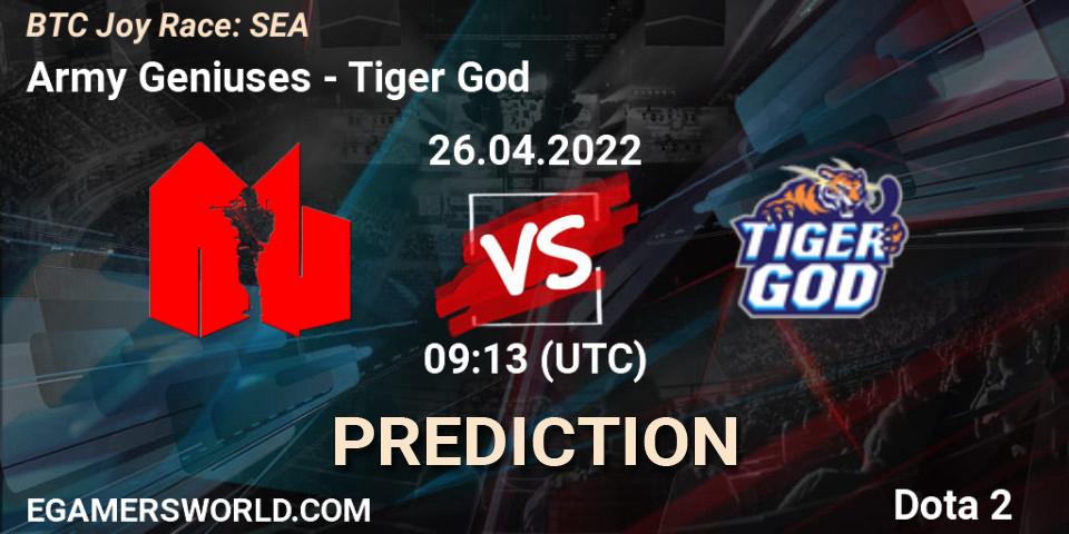 Army Geniuses - Tiger God: ennuste. 26.04.2022 at 09:13, Dota 2, BTC Joy Race: SEA