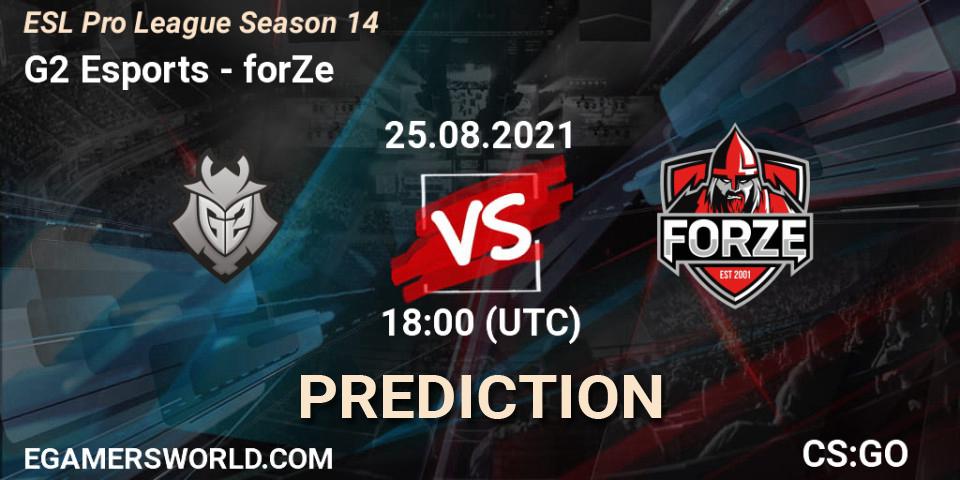 G2 Esports - forZe: ennuste. 25.08.2021 at 20:15, Counter-Strike (CS2), ESL Pro League Season 14
