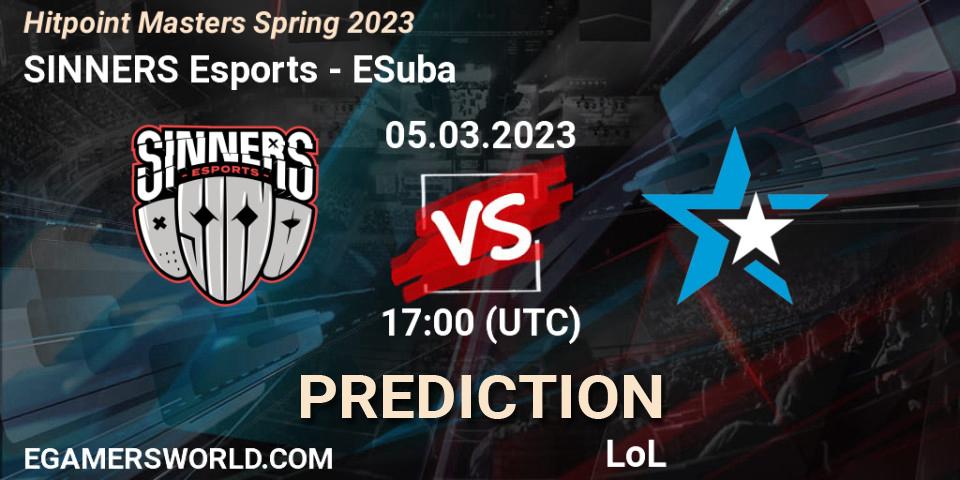 SINNERS Esports - ESuba: ennuste. 07.02.23, LoL, Hitpoint Masters Spring 2023