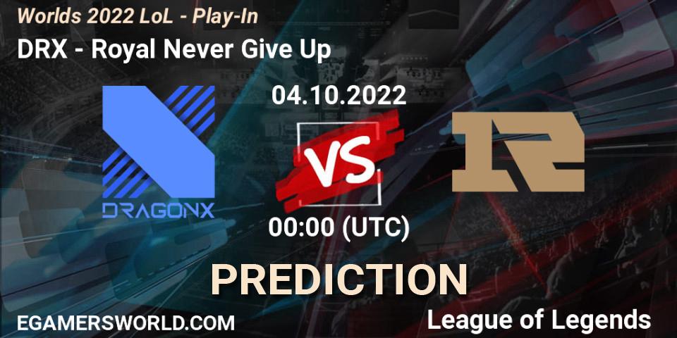 DRX - Royal Never Give Up: ennuste. 30.09.22, LoL, Worlds 2022 LoL - Play-In