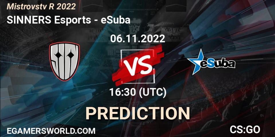 SINNERS Esports - eSuba: ennuste. 06.11.2022 at 17:00, Counter-Strike (CS2), Mistrovství ČR 2022