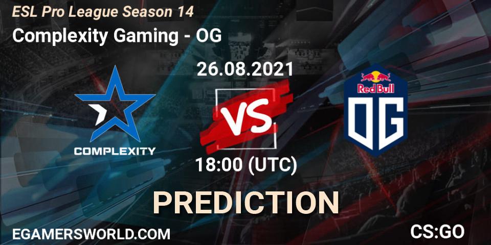 Complexity Gaming - OG: ennuste. 26.08.2021 at 18:00, Counter-Strike (CS2), ESL Pro League Season 14
