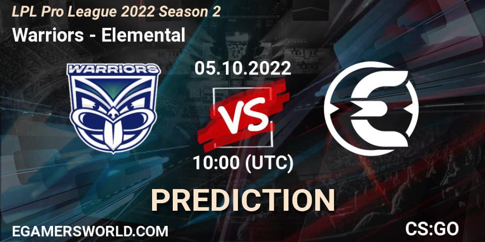 Warriors - Elemental: ennuste. 05.10.2022 at 10:20, Counter-Strike (CS2), LPL Pro League 2022 Season 2