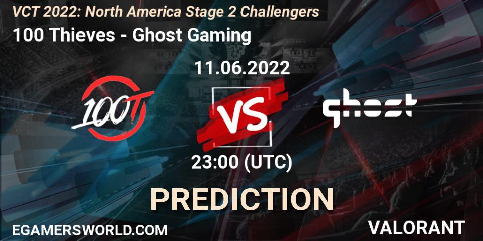 100 Thieves - Ghost Gaming: ennuste. 11.06.2022 at 23:45, VALORANT, VCT 2022: North America Stage 2 Challengers