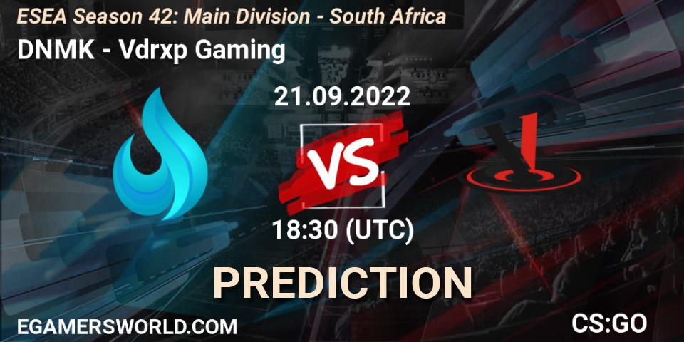 DNMK - Vdrxp Gaming: ennuste. 22.09.2022 at 18:00, Counter-Strike (CS2), ESEA Season 42: Main Division - South Africa