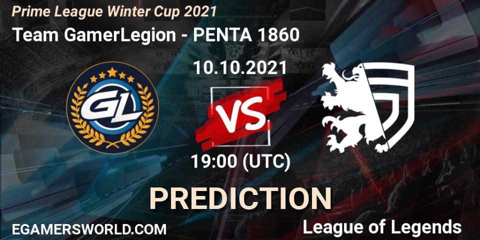 Team GamerLegion - PENTA 1860: ennuste. 10.10.2021 at 19:00, LoL, Prime League Winter Cup 2021