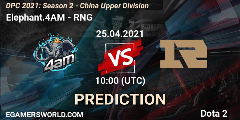 Elephant.4AM - RNG: ennuste. 25.04.2021 at 09:58, Dota 2, DPC 2021: Season 2 - China Upper Division