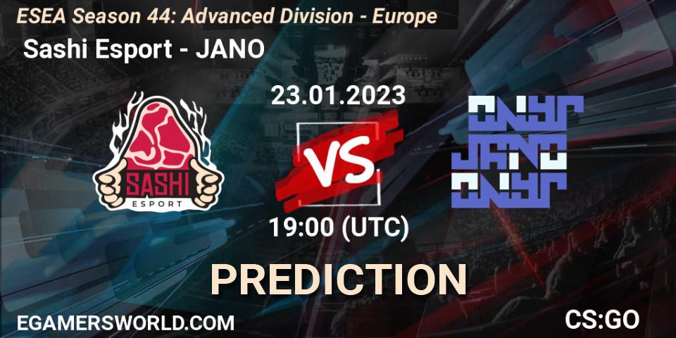  Sashi Esport - JANO: ennuste. 31.01.2023 at 16:00, Counter-Strike (CS2), ESEA Season 44: Advanced Division - Europe