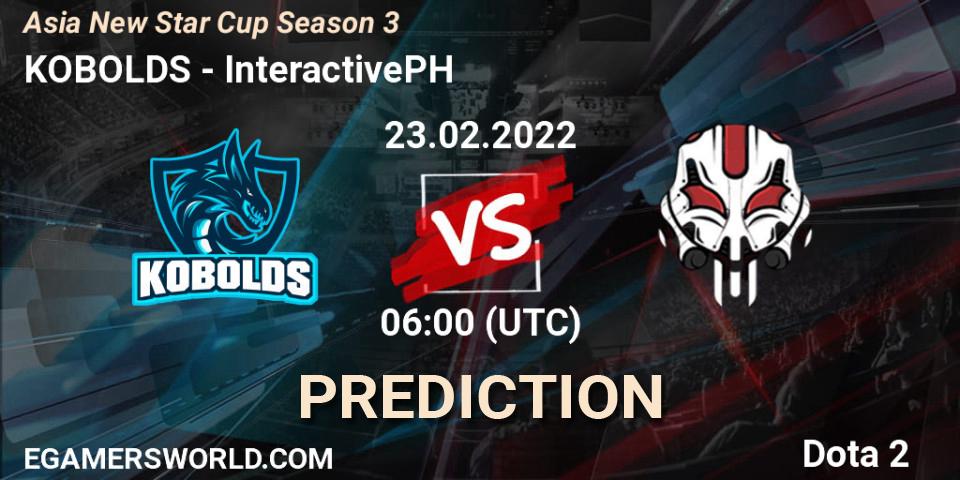 KOBOLDS - InteractivePH: ennuste. 23.02.2022 at 10:29, Dota 2, Asia New Star Cup Season 3