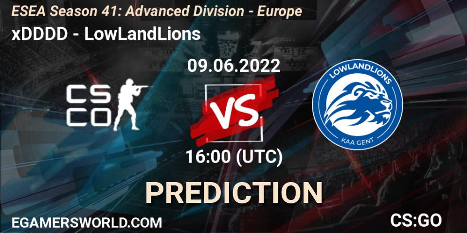 xDDDD - LowLandLions: ennuste. 09.06.2022 at 16:00, Counter-Strike (CS2), ESEA Season 41: Advanced Division - Europe