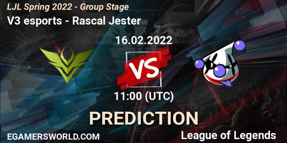 V3 esports - Rascal Jester: ennuste. 16.02.2022 at 11:30, LoL, LJL Spring 2022 - Group Stage