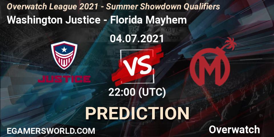 Washington Justice - Florida Mayhem: ennuste. 04.07.2021 at 22:00, Overwatch, Overwatch League 2021 - Summer Showdown Qualifiers