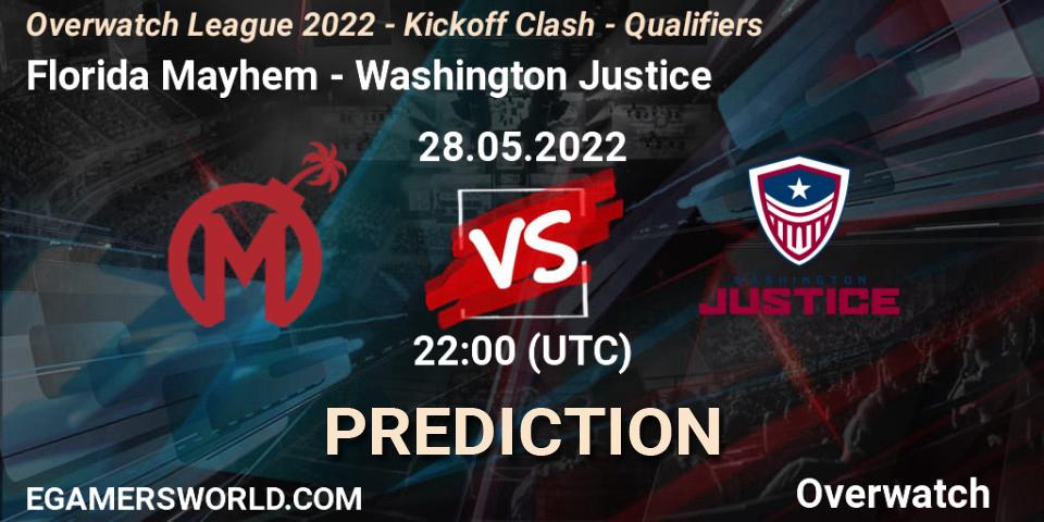 Florida Mayhem - Washington Justice: ennuste. 28.05.2022 at 22:45, Overwatch, Overwatch League 2022 - Kickoff Clash - Qualifiers