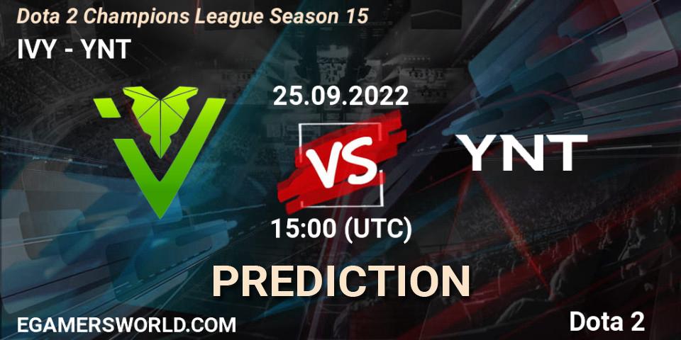 IVY - YNT: ennuste. 25.09.22, Dota 2, Dota 2 Champions League Season 15