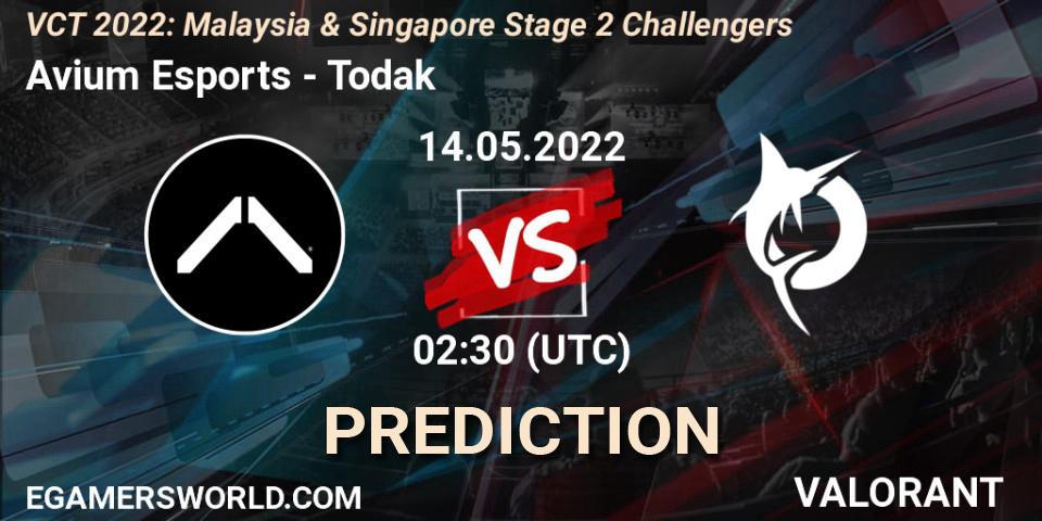 Avium Esports - Todak: ennuste. 14.05.2022 at 02:30, VALORANT, VCT 2022: Malaysia & Singapore Stage 2 Challengers