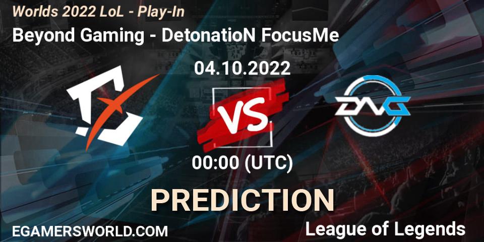 Beyond Gaming - DetonatioN FocusMe: ennuste. 01.10.22, LoL, Worlds 2022 LoL - Play-In