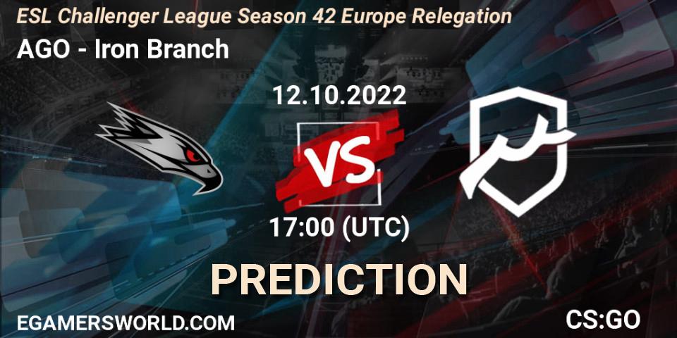 AGO - Iron Branch: ennuste. 12.10.2022 at 17:00, Counter-Strike (CS2), ESL Challenger League Season 42 Europe Relegation