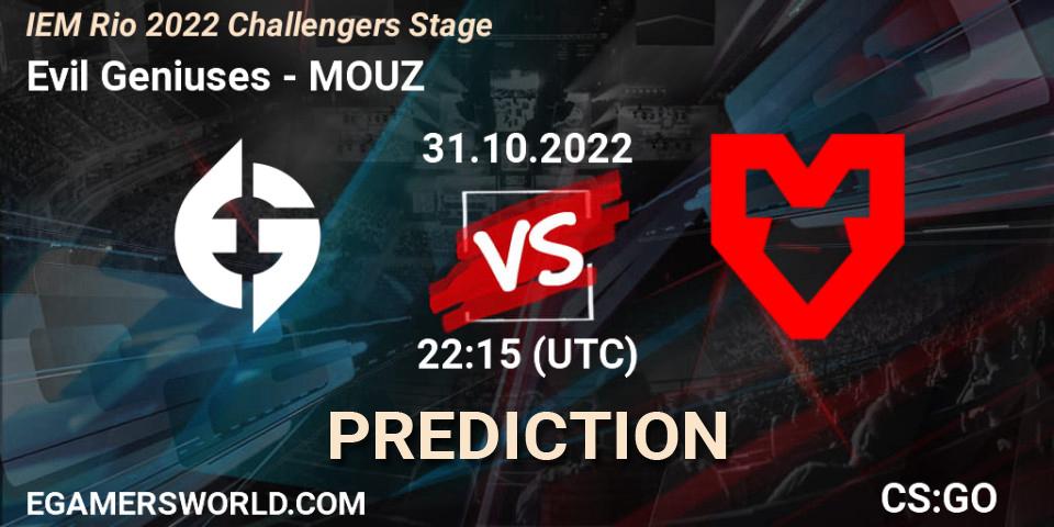 Evil Geniuses - MOUZ: ennuste. 31.10.22, CS2 (CS:GO), IEM Rio 2022 Challengers Stage