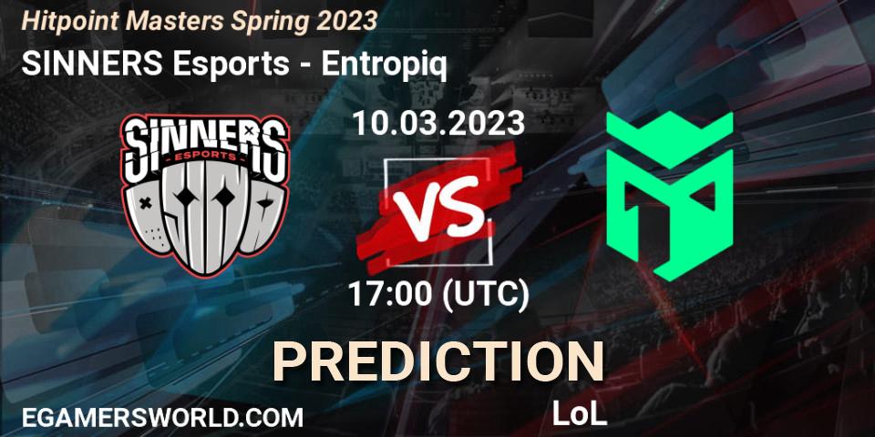 SINNERS Esports - Entropiq: ennuste. 14.02.23, LoL, Hitpoint Masters Spring 2023